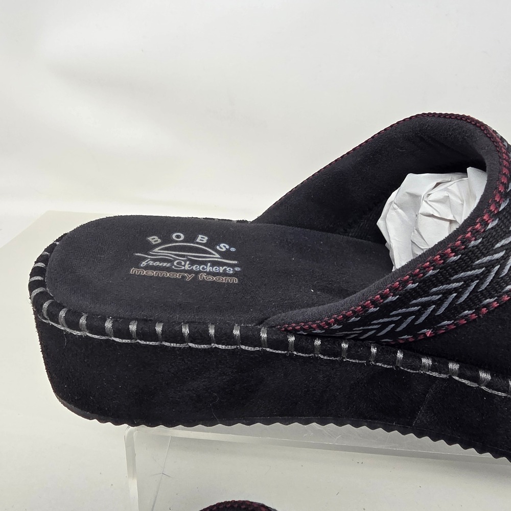 Skechers BOBS Ice Angel Womens 8.5 Black Memory Foam Platform Slipper 114560 - Picture 5 of 16